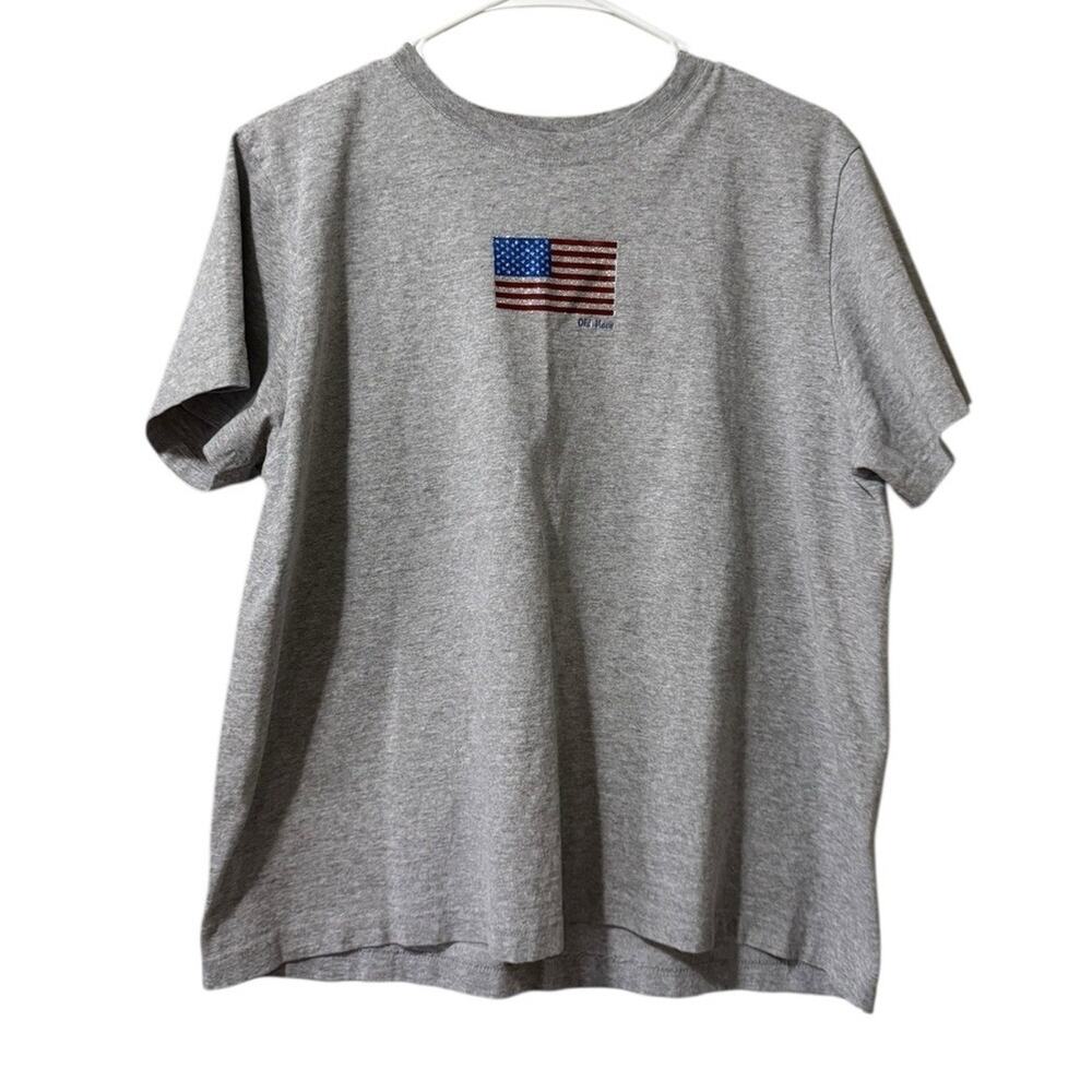 Old Navy Unisex T Shirt Size XL Gray American Flag USA Cotton Blend Short Sleeve